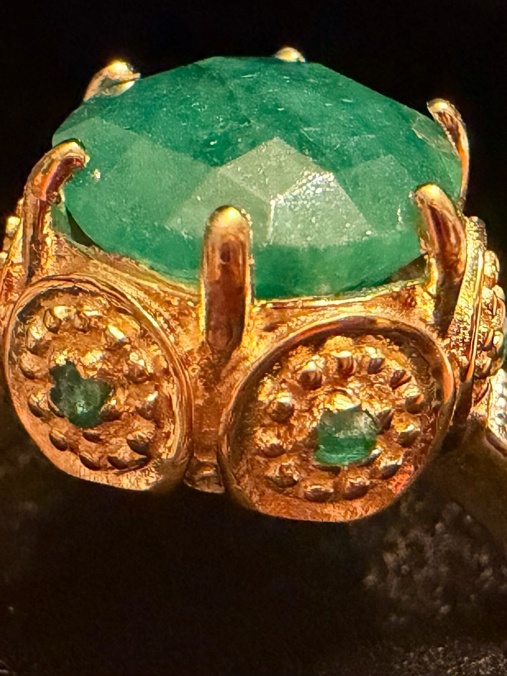 14K Yellow Gold Over Sterling Silver 3.22 CTW AAA Emerald & Diamond Ring Size 7 - Picture 11 of 14